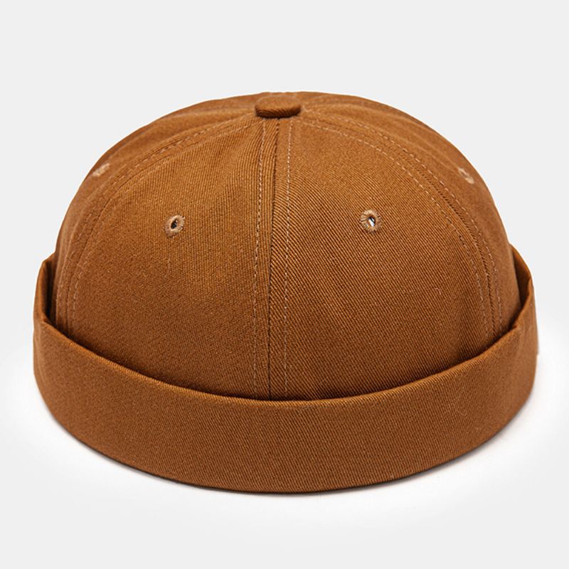 Hommes Propriétaire Casquette Coton Côté Contraste Couleur Lettres Patch Tout Match Sans Bord Bonnet Crâne Casquette Pour Les Femmes