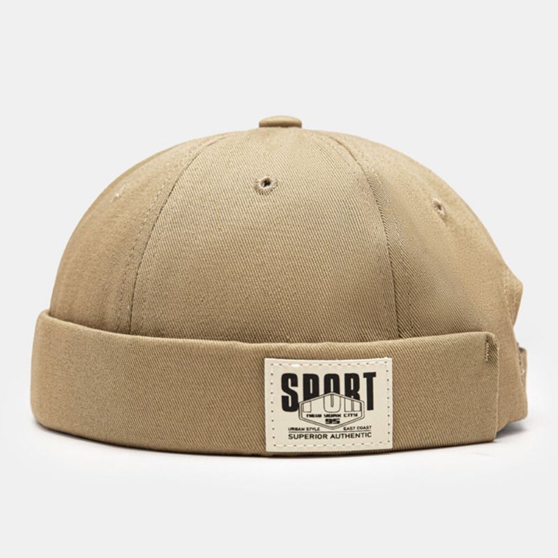 Hommes Propriétaire Casquette Coton Côté Contraste Couleur Lettres Patch Tout Match Sans Bord Bonnet Crâne Casquette Pour Les Femmes