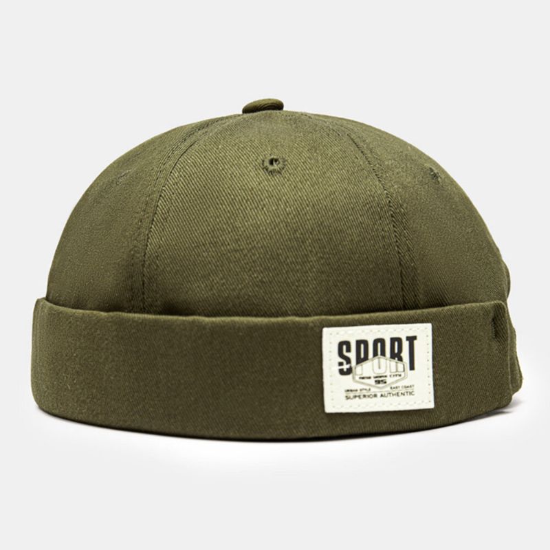 Hommes Propriétaire Casquette Coton Côté Contraste Couleur Lettres Patch Tout Match Sans Bord Bonnet Crâne Casquette Pour Les Femmes