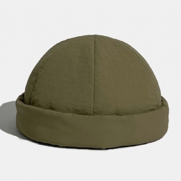 Hommes Propriétaire Casquette Tissu Imperméable Couleur Unie Chaleur Matelassé Boucle Enfichable Réglable Sans Bord Bonnet Crâne Casquette