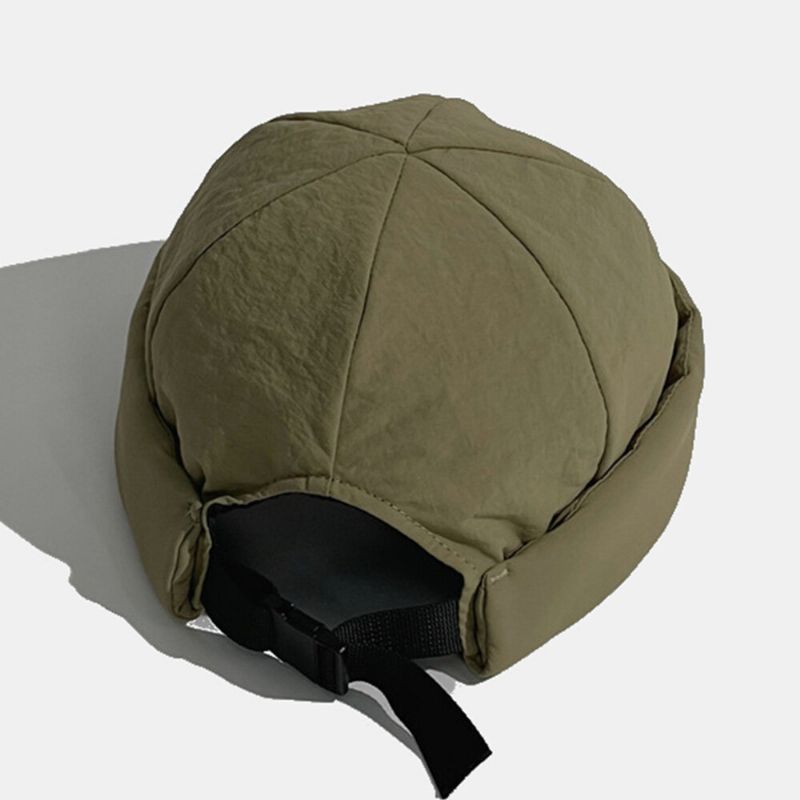 Hommes Propriétaire Casquette Tissu Imperméable Couleur Unie Chaleur Matelassé Boucle Enfichable Réglable Sans Bord Bonnet Crâne Casquette