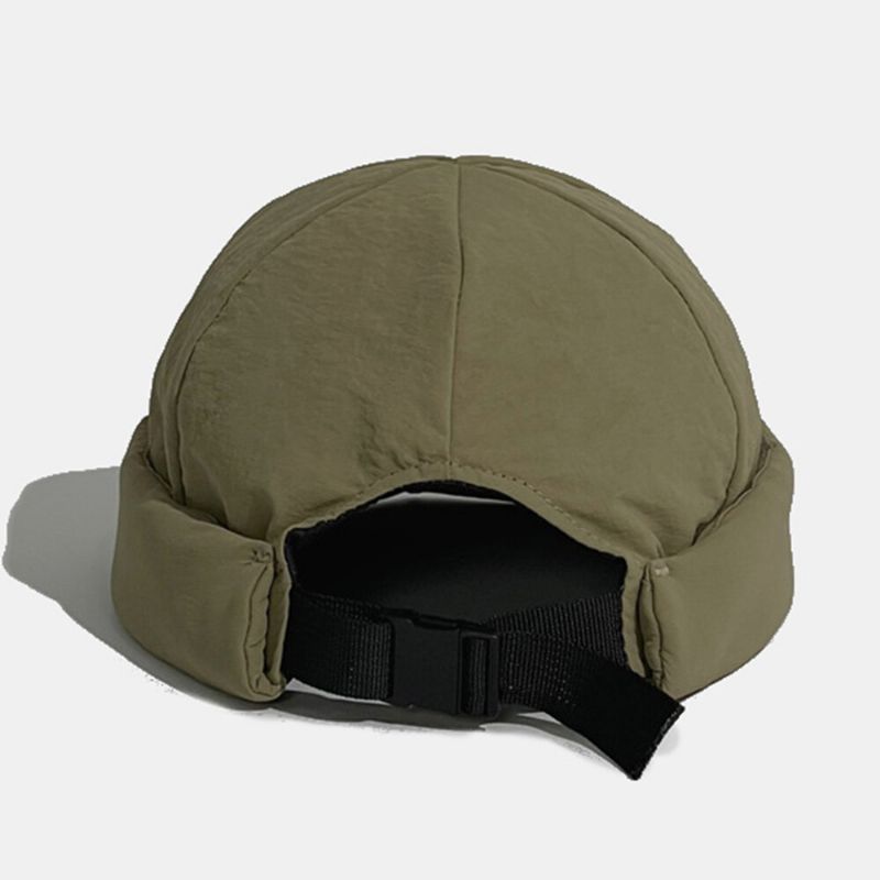 Hommes Propriétaire Casquette Tissu Imperméable Couleur Unie Chaleur Matelassé Boucle Enfichable Réglable Sans Bord Bonnet Crâne Casquette