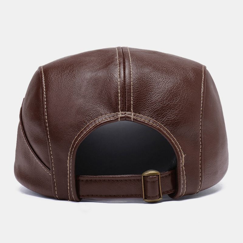 Hommes Pu Cuir Couture Bérets Casual Réglable Gavroche Chapeau Cabbie Chapeau Conduite Chasse Pêche Chapeau