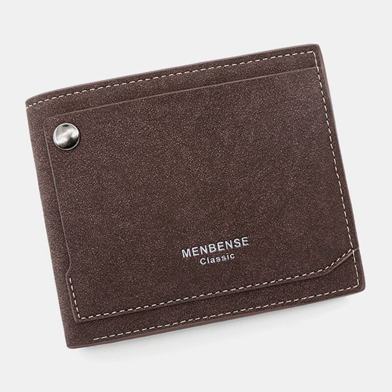 Hommes Pu Cuir Mat 9 Fente Pour Carte Porte-carte Mode Court Pliant Bouton Extérieur Porte-monnaie Pince À Billets Portefeuille