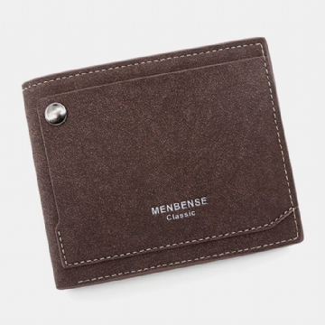 Hommes Pu Cuir Mat 9 Fente Pour Carte Porte-carte Mode Court Pliant Bouton Extérieur Porte-monnaie Pince À Billets Portefeuille