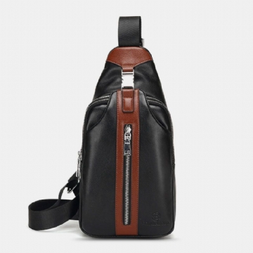 Hommes Pu Cuir Multi-poches Grande Capacité Étanche Sport Poitrine Sacs Bandoulière Sac À Bandoulière