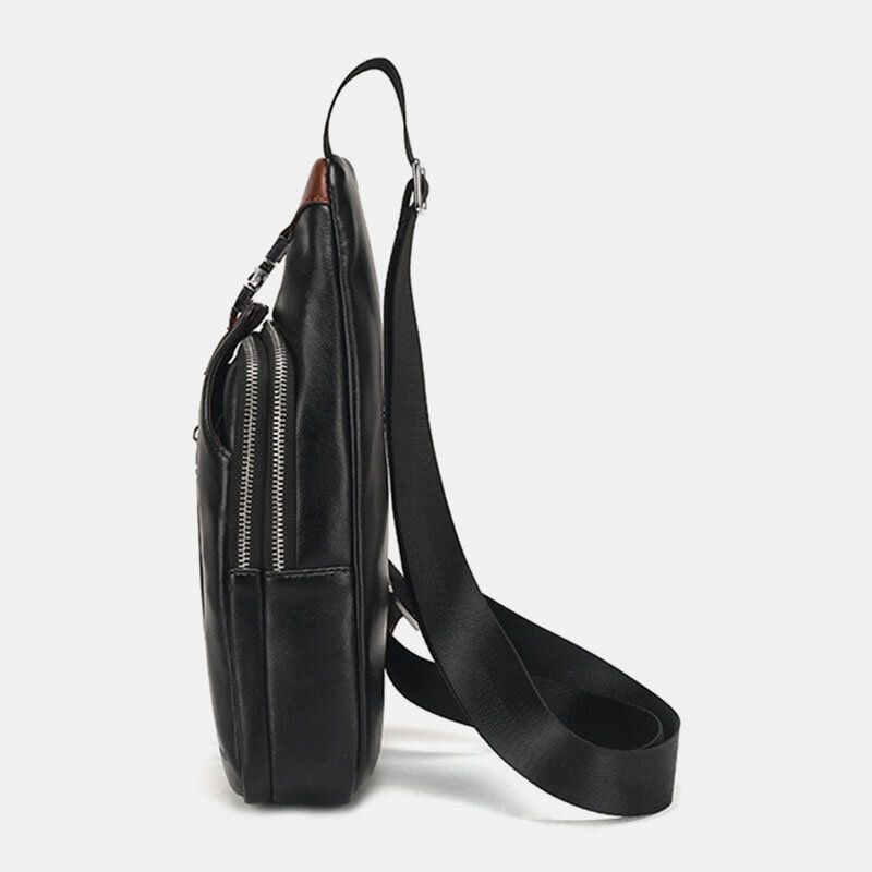 Hommes Pu Cuir Multi-poches Grande Capacité Étanche Sport Poitrine Sacs Bandoulière Sac À Bandoulière