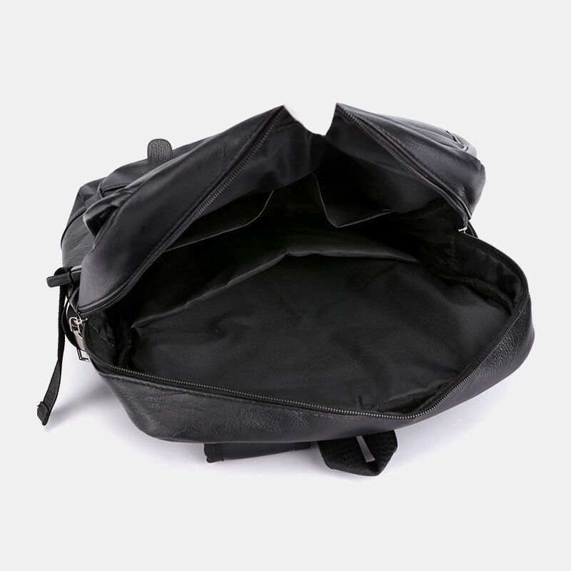 Hommes Pu Cuir Multi-poches Sac À Dos Voyage Décontracté Grande Capacité Sac Pour Ordinateur Portable Sac À Bandoulière