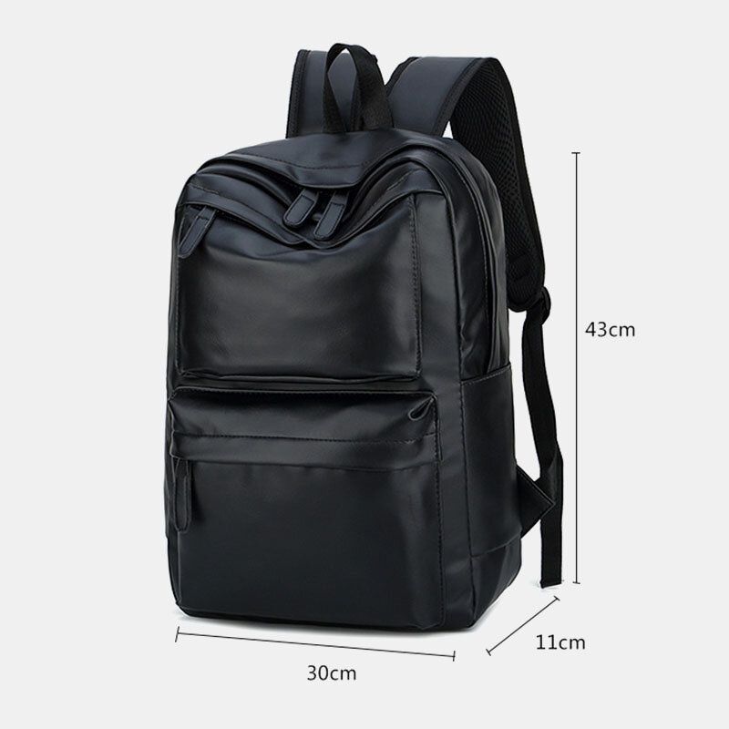 Hommes Pu Cuir Multi-poches Vintage 14 Pouces Ordinateur Portable Sac Grande Capacité Voyage Camping Sac À Dos