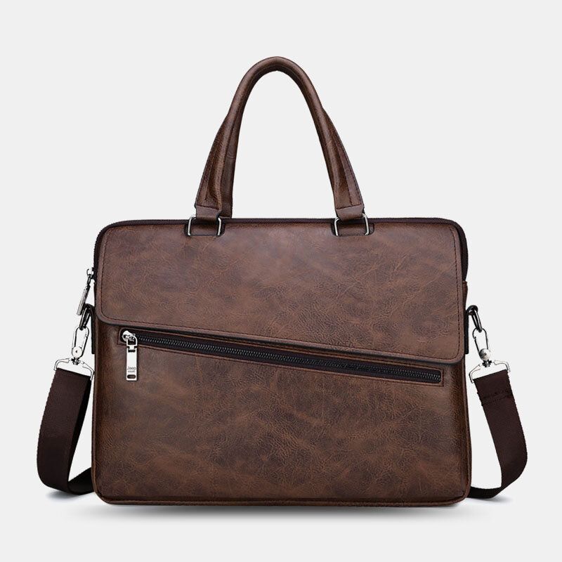 Hommes Pu Cuir Multifonction Anti-vol Vintage Business Messenger Sac Bandoulière Sac À Main Sac À Bandoulière