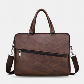 Hommes Pu Cuir Multifonction Anti-vol Vintage Business Messenger Sac Bandoulière Sac À Main Sac À Bandoulière