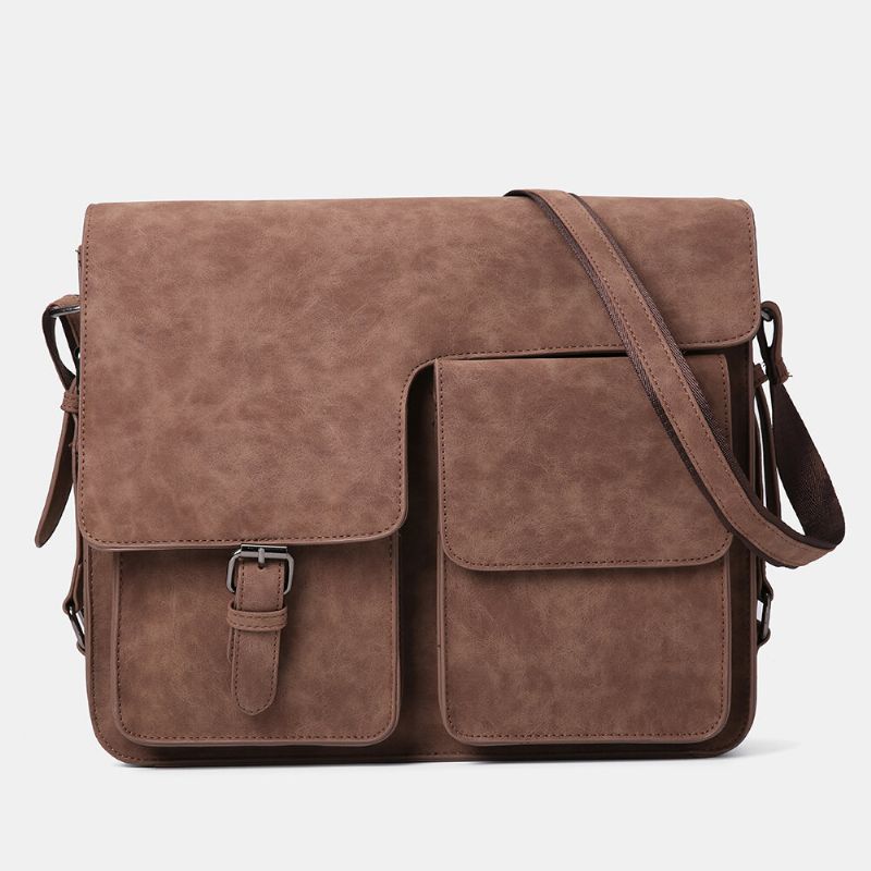 Hommes Pu Cuir Multifonction Antivol Grande Capacité Multi-poches Sac À Bandoulière Sac À Bandoulière