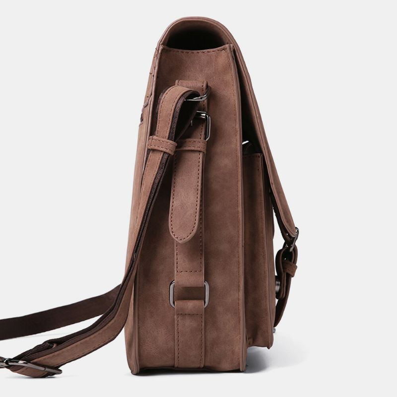 Hommes Pu Cuir Multifonction Antivol Grande Capacité Multi-poches Sac À Bandoulière Sac À Bandoulière