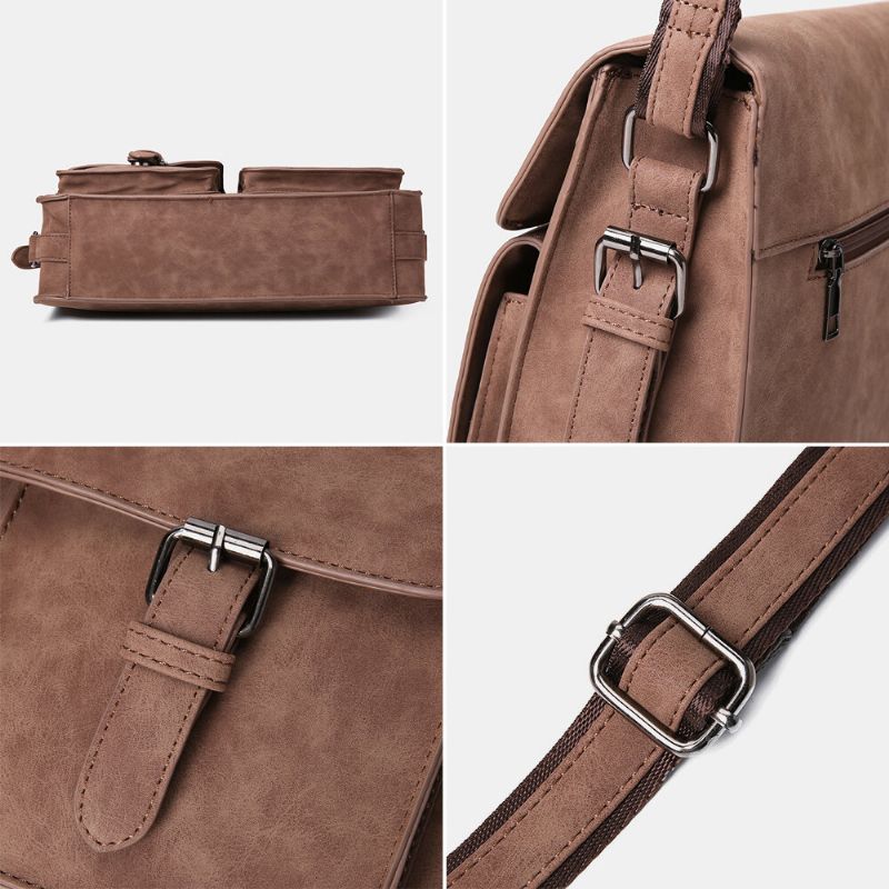 Hommes Pu Cuir Multifonction Antivol Grande Capacité Multi-poches Sac À Bandoulière Sac À Bandoulière