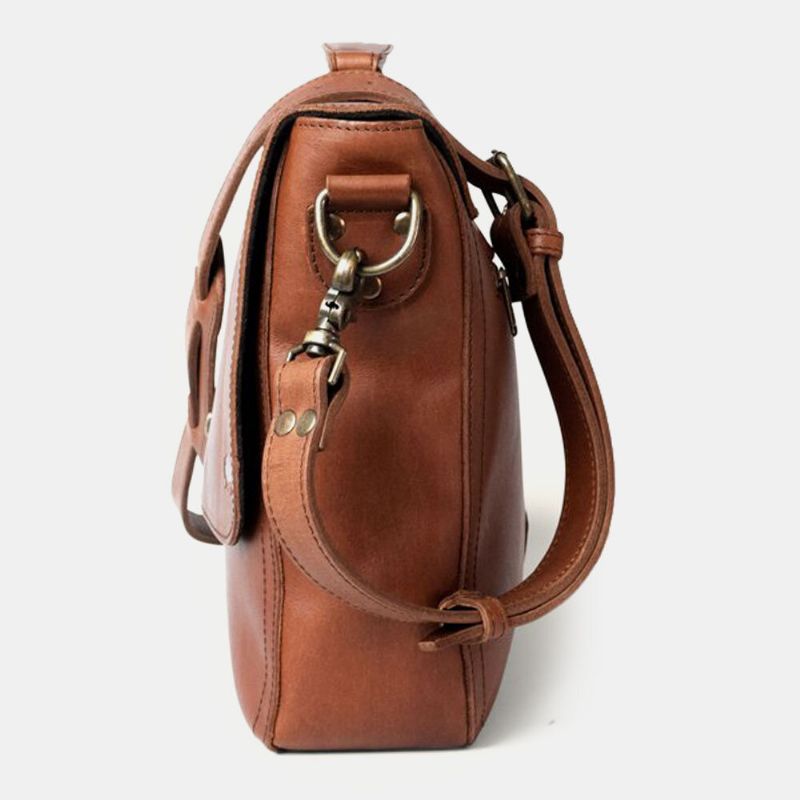 Hommes Pu Cuir Multifonction Vintage 15.6 Pouces Ordinateur Portable Anti-vol Porte-documents Messenger Sac Bandoulière Sac