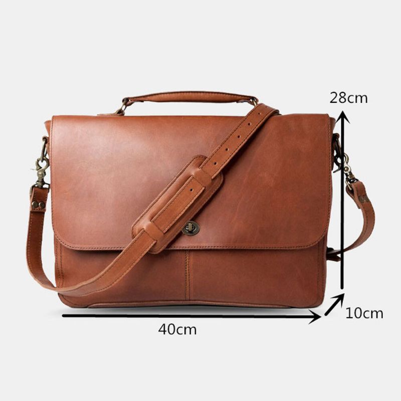 Hommes Pu Cuir Multifonction Vintage 15.6 Pouces Ordinateur Portable Anti-vol Porte-documents Messenger Sac Bandoulière Sac