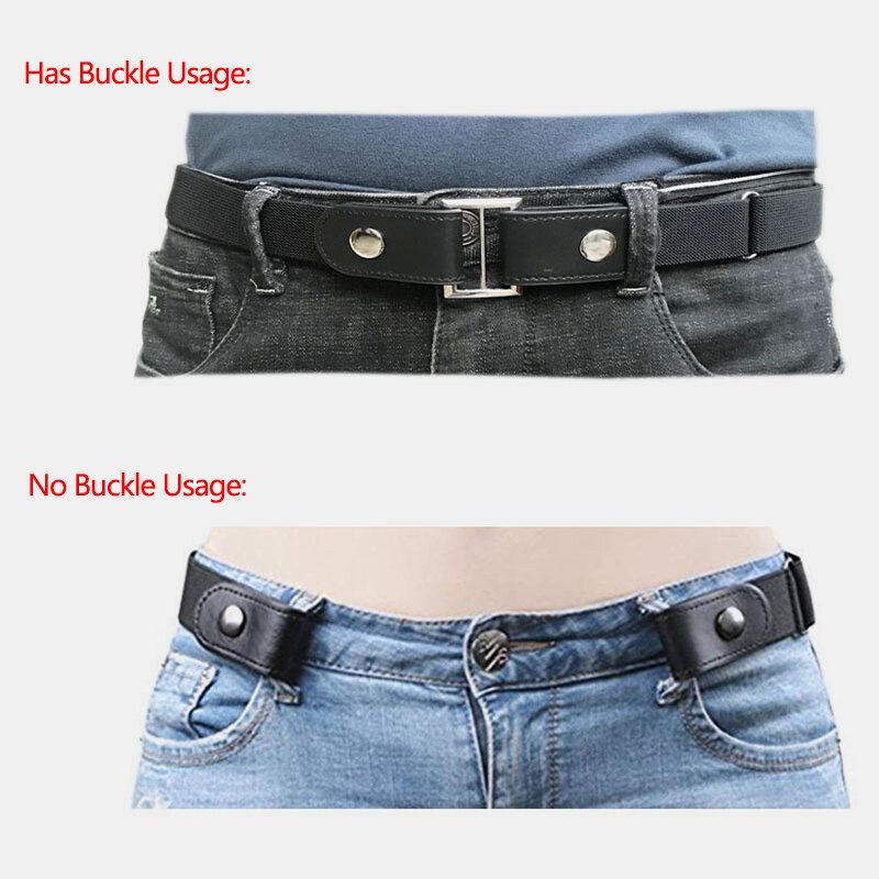 Hommes Pu Cuir Réglable Mince Élastique Invisible Double Usage Sauvage Jeans Ceinture