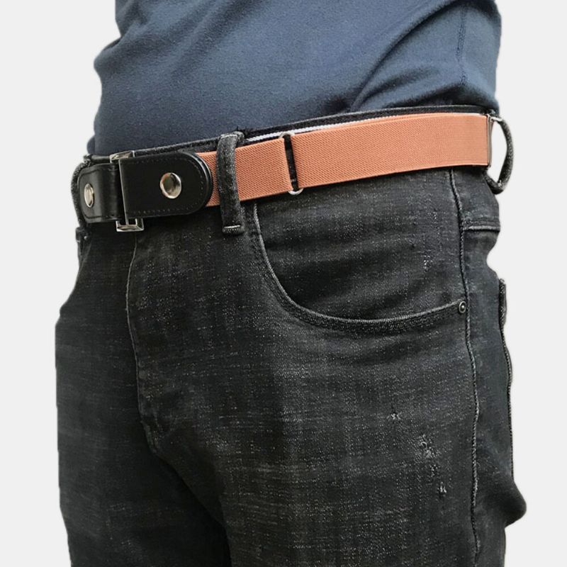 Hommes Pu Cuir Réglable Mince Élastique Invisible Double Usage Sauvage Jeans Ceinture