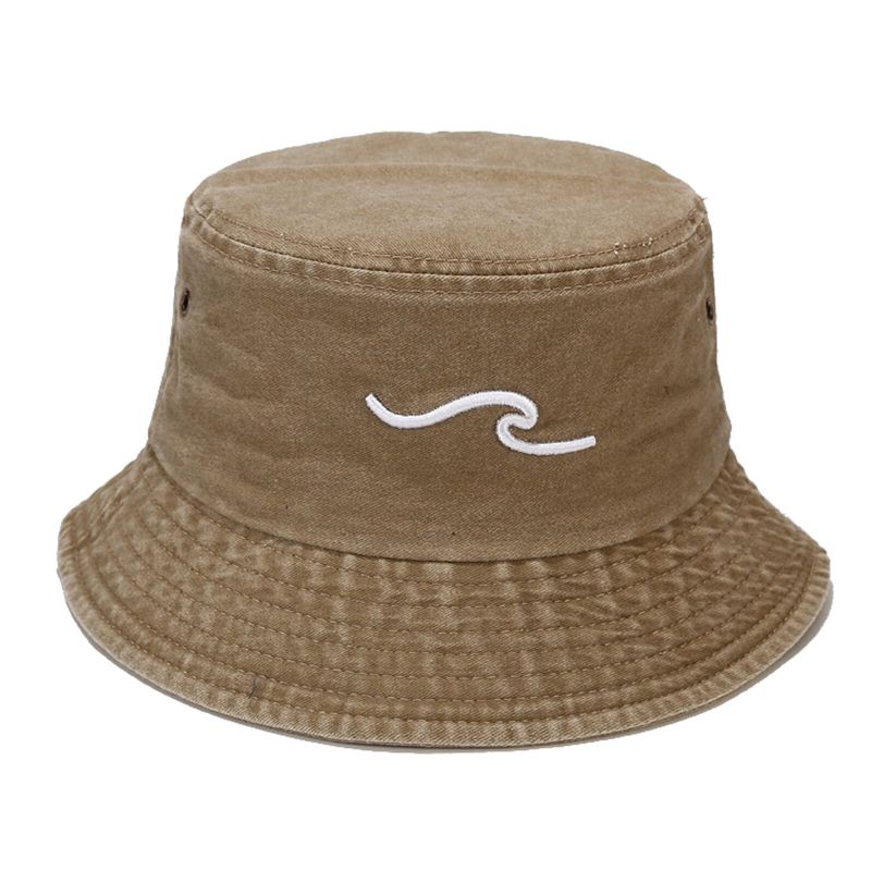 Hommes Pur Coton Rétro Vieux Lavé Vague Broderie Tridimensionnelle Extérieur Protection Solaire Chapeau Pêcheur Chapeau