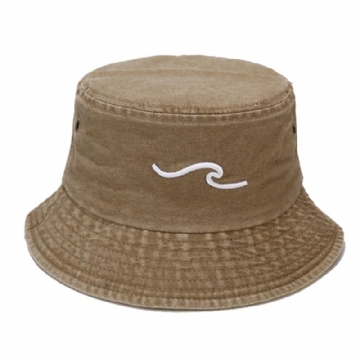 Hommes Pur Coton Rétro Vieux Lavé Vague Broderie Tridimensionnelle Extérieur Protection Solaire Chapeau Pêcheur Chapeau