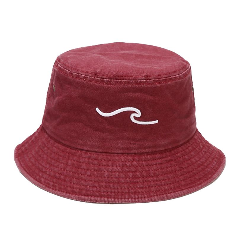 Hommes Pur Coton Rétro Vieux Lavé Vague Broderie Tridimensionnelle Extérieur Protection Solaire Chapeau Pêcheur Chapeau