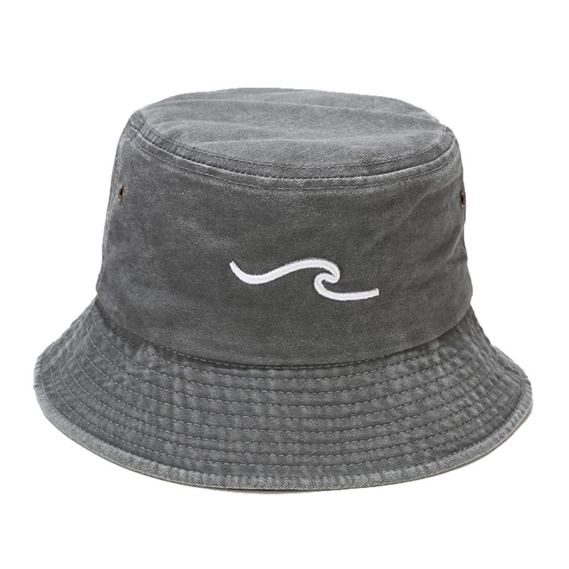 Hommes Pur Coton Rétro Vieux Lavé Vague Broderie Tridimensionnelle Extérieur Protection Solaire Chapeau Pêcheur Chapeau