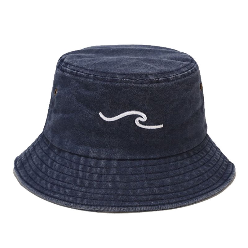 Hommes Pur Coton Rétro Vieux Lavé Vague Broderie Tridimensionnelle Extérieur Protection Solaire Chapeau Pêcheur Chapeau