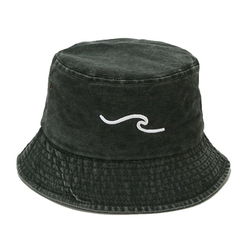 Hommes Pur Coton Rétro Vieux Lavé Vague Broderie Tridimensionnelle Extérieur Protection Solaire Chapeau Pêcheur Chapeau