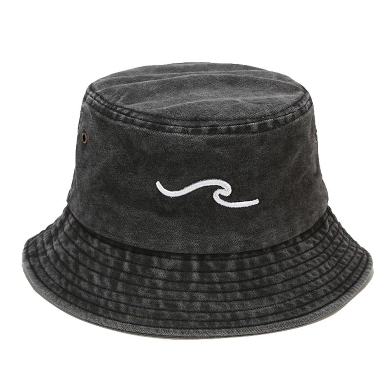 Hommes Pur Coton Rétro Vieux Lavé Vague Broderie Tridimensionnelle Extérieur Protection Solaire Chapeau Pêcheur Chapeau