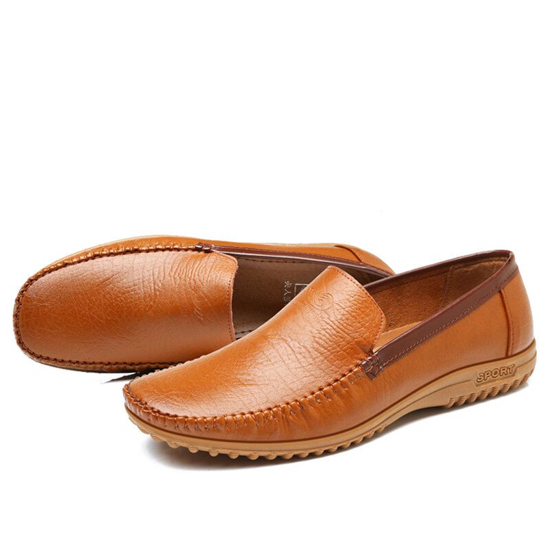 Hommes Pure Color Pu Slip On Chaussures De Conduite Décontractées