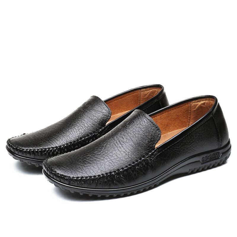 Hommes Pure Color Pu Slip On Chaussures De Conduite Décontractées