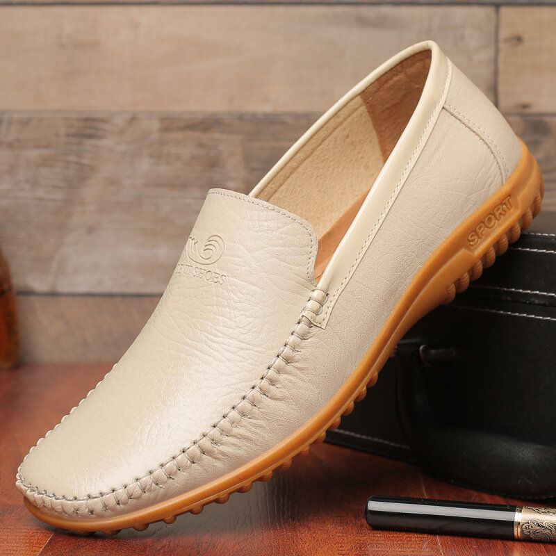 Hommes Pure Color Pu Slip On Chaussures De Conduite Décontractées