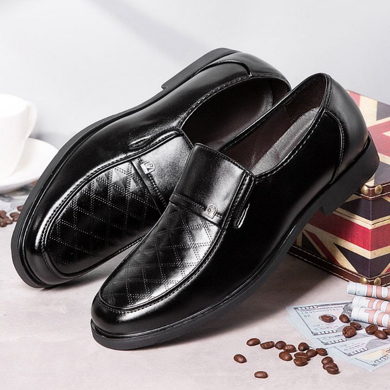 Hommes Rayé Rhombus Pattern Slip-on Soft Sole Comfy Casual Business Shoes