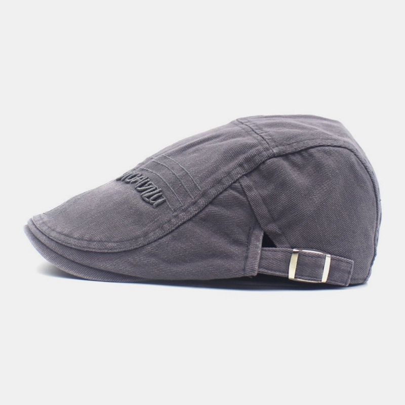 Hommes Réglable Béret Casquette Coton Ligne Lettre Broderie Sauvage Crème Solaire Gavroche Casquette Plat Chapeau Conduite Chapeau