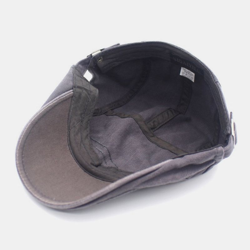 Hommes Réglable Béret Casquette Coton Ligne Lettre Broderie Sauvage Crème Solaire Gavroche Casquette Plat Chapeau Conduite Chapeau