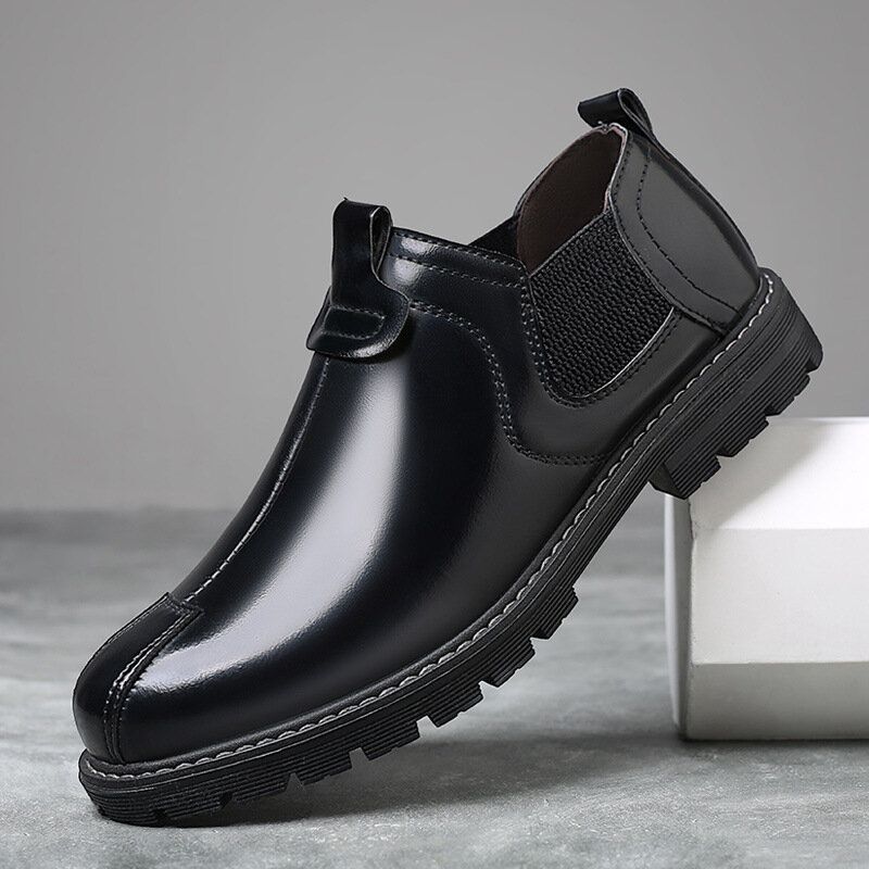 Hommes Respirant Bout Rond Semelle Souple Style Angleterre Slip On Casual Chelsea Boots