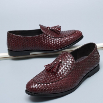 Hommes Respirant Comfy Bottom Weave Vintage Gland Bout Pointu Slip On Business Casual Chaussures