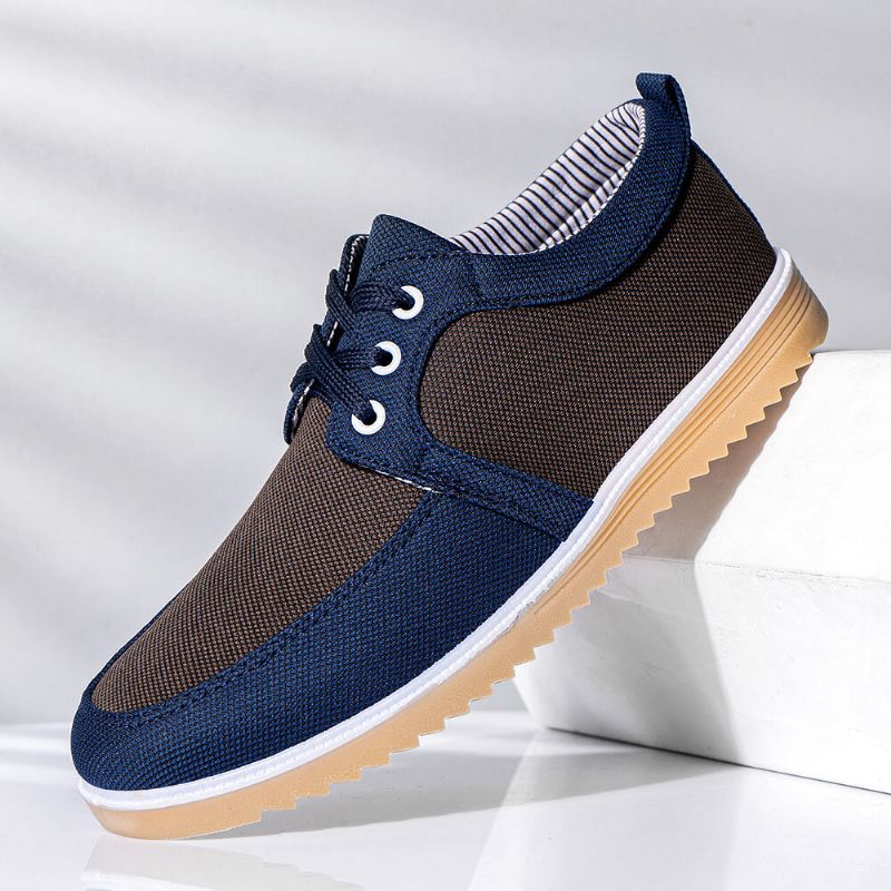 Hommes Respirant Doux Bas Antidérapant À Lacets Confortable Plat Casual Chaussures De Sport