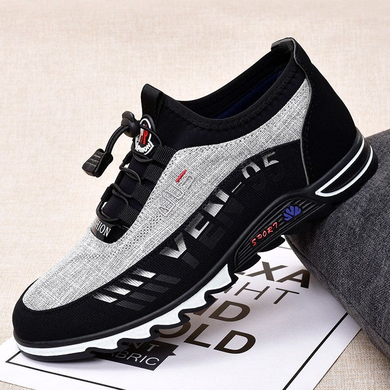 Hommes Respirant Doux Bas Antidérapant Lacets Élastiques Comfy Sports Casual Tissu Chaussures