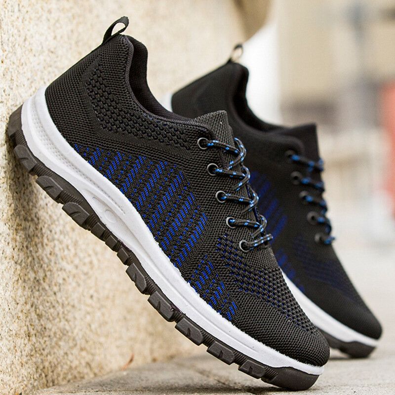 Hommes Respirant Fly Weave Soft Bottom Non Slip Comfy Sports Casual Running Shoes