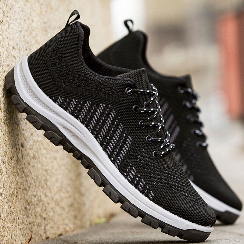 Hommes Respirant Fly Weave Soft Bottom Non Slip Comfy Sports Casual Running Shoes