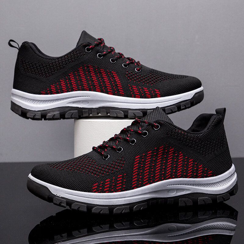 Hommes Respirant Fly Weave Soft Bottom Non Slip Comfy Sports Casual Running Shoes