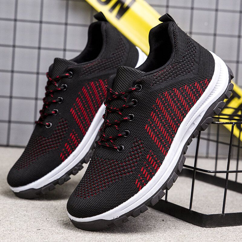 Hommes Respirant Fly Weave Soft Bottom Non Slip Comfy Sports Casual Running Shoes