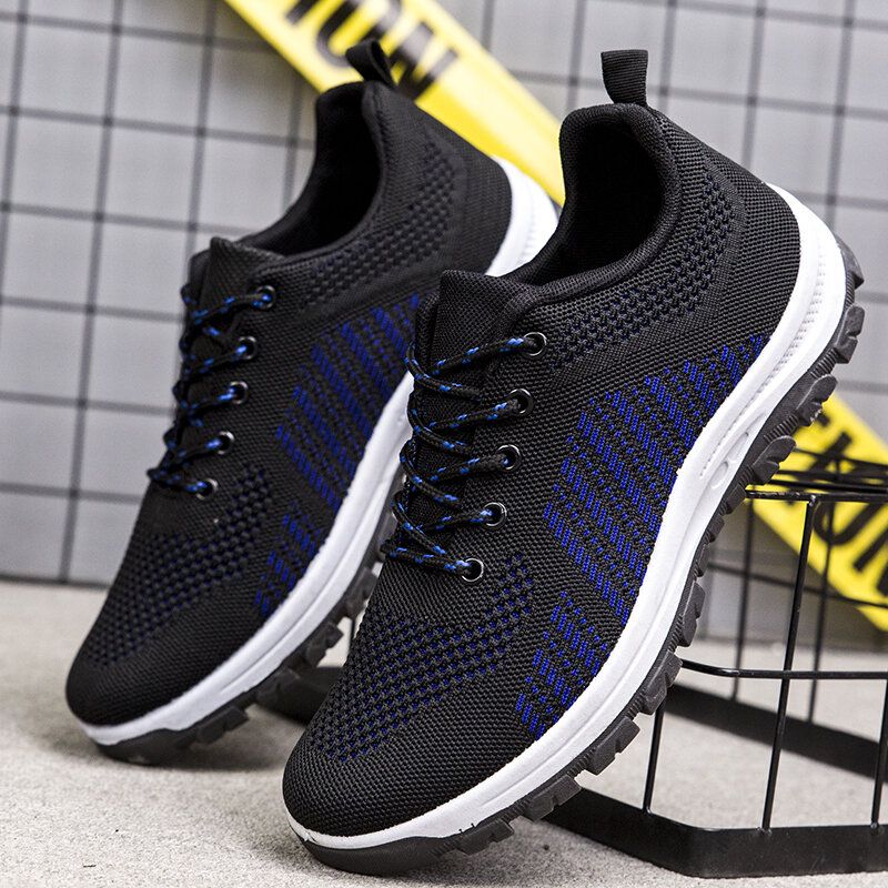 Hommes Respirant Fly Weave Soft Bottom Non Slip Comfy Sports Casual Running Shoes