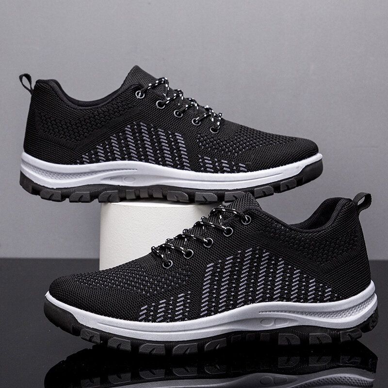 Hommes Respirant Fly Weave Soft Bottom Non Slip Comfy Sports Casual Running Shoes