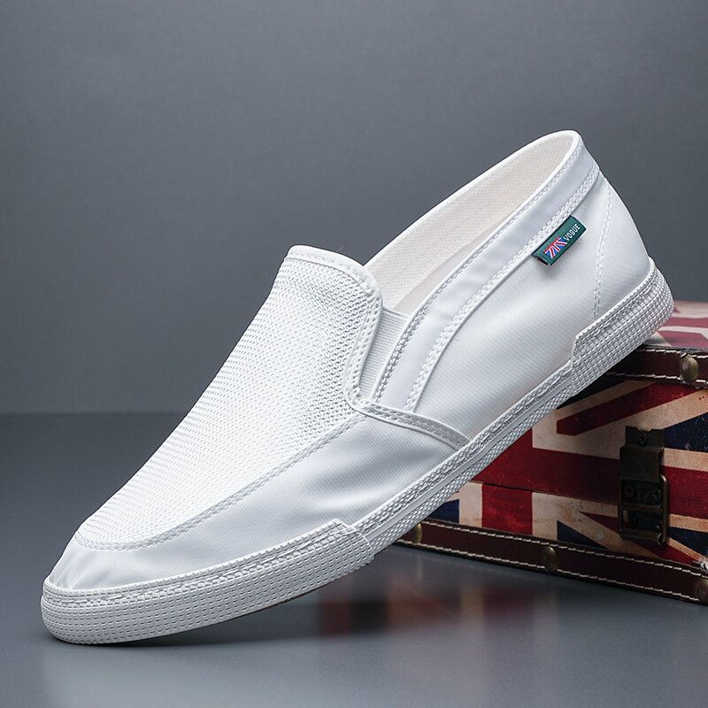 Hommes Respirant Glace Soie Antidérapant Confortable Semelle Souple Slip On Solid Casual Court Chaussures