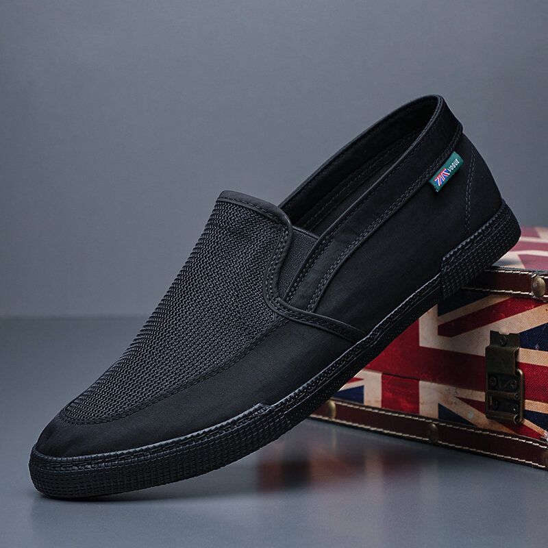 Hommes Respirant Glace Soie Antidérapant Confortable Semelle Souple Slip On Solid Casual Court Chaussures