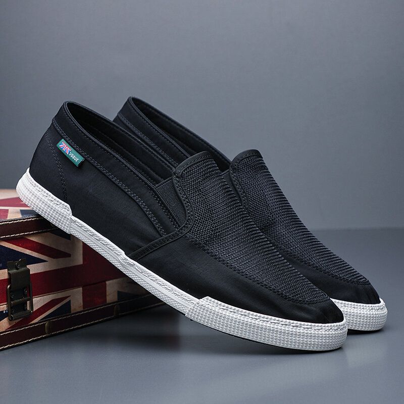 Hommes Respirant Glace Soie Antidérapant Confortable Semelle Souple Slip On Solid Casual Court Chaussures