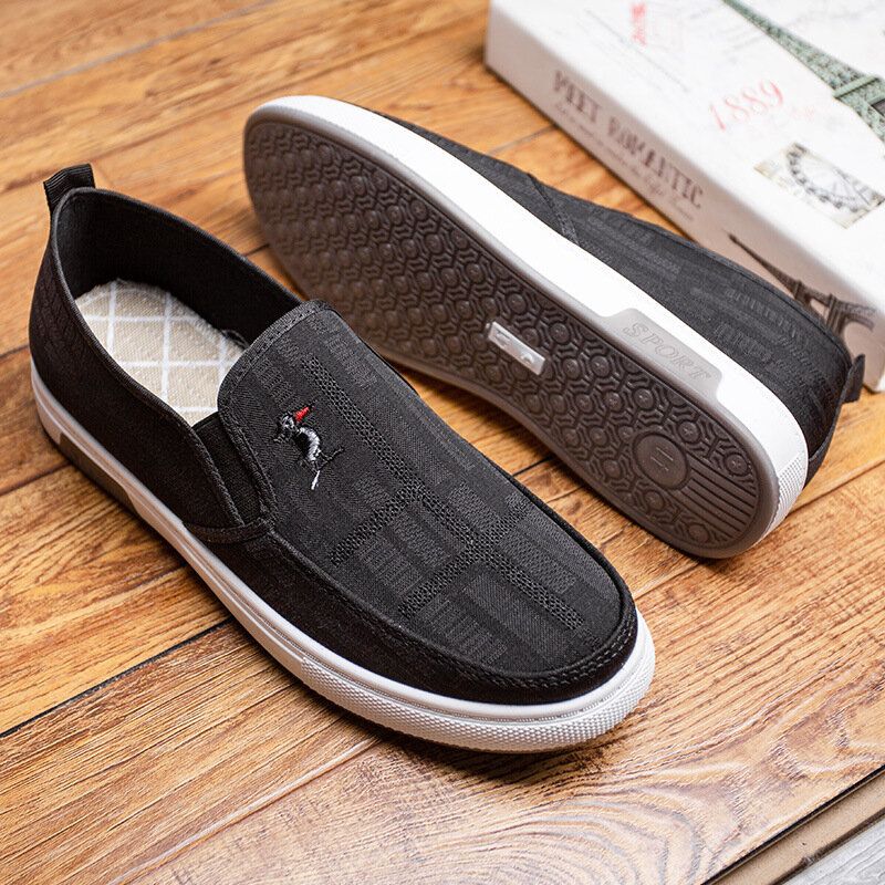 Hommes Respirant Non Slip Comfy Slip On Old Peking Casual Cloth Court Shoes