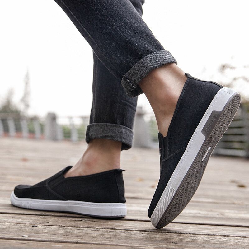 Hommes Respirant Non Slip Comfy Slip On Old Peking Casual Cloth Court Shoes